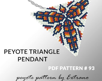 Peyote triangle pattern with instruction, native peyote pattern, native american pattern, native stitch, triangle peyote pendant #93