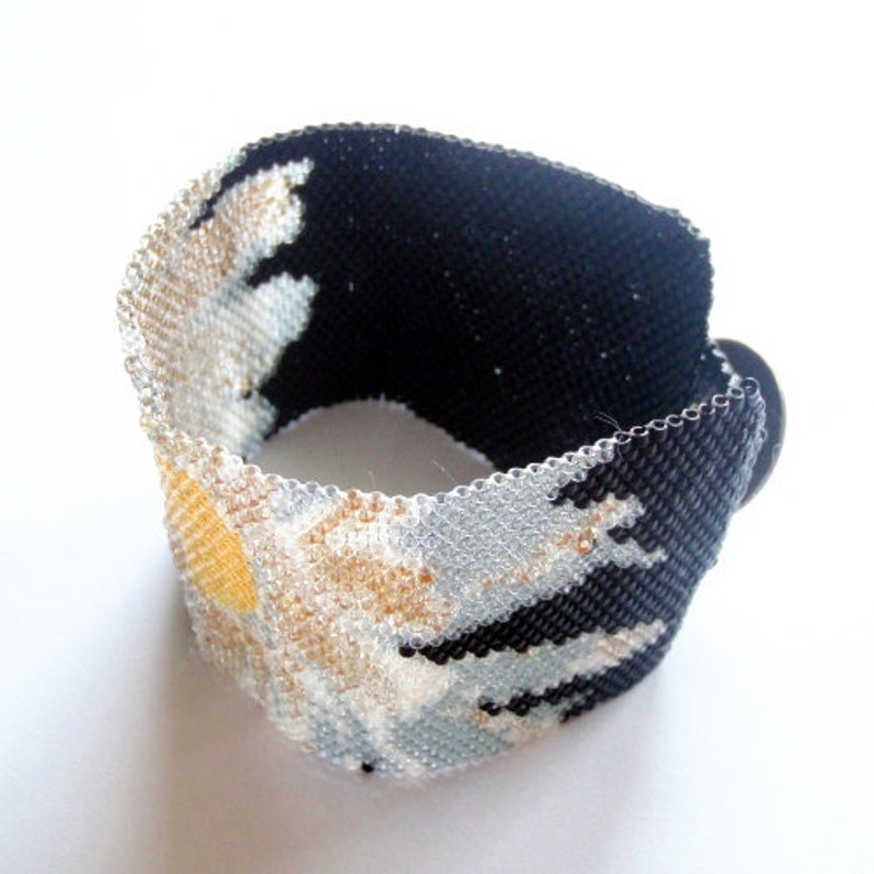 Peyote bracelet pattern, wide cuff pattern, even peyote stitch, peyote pattern, DIY jewelry WHITE FLOWER 8 colors only, Instant download image 5