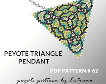 Peyote triangle pattern with instruction, peyote triangle instruction, triangle peyote pattern, native stitch, triangle peyote pendant #62