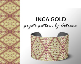 Perlen Muster, Muster für Armband, Peyote Muster, Peyote Armband, Armband Muster, Peyote Native, unebenes Peyote - INCA GOLD Muster