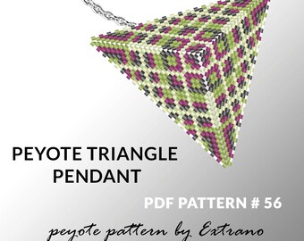 Peyote triangle pattern with instruction, peyote triangle instruction, triangle peyote pattern, native stitch, triangle peyote pendant #56