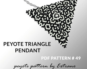 Peyote triangle pattern with instruction, peyote triangle instruction, triangle peyote pattern, native stitch, triangle peyote pendant #49