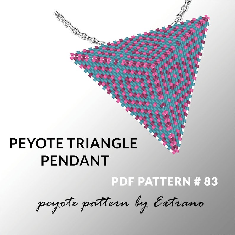 Peyote triangle pattern with instruction, peyote triangle instruction, triangle peyote pattern, native stitch, triangle peyote pendant 83 image 1