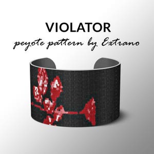 Peyote bracelet pattern, wide cuff pattern, even peyote stitch, peyote pattern, DIY jewelry - VIOLATOR - 4 colors ONLY - Instant download