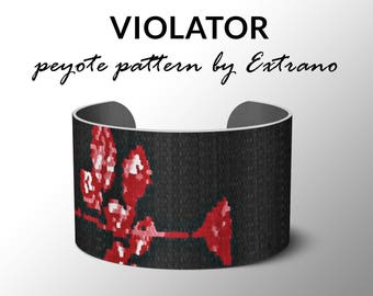 Peyote bracelet pattern, wide cuff pattern, even peyote stitch, peyote pattern, DIY jewelry - VIOLATOR - 4 colors ONLY - Instant download