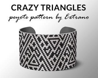 Peyote pattern, bracelet pattern, peyote bracelet, uneven peyote stitch pattern, delica pattern, 2 colors, instant download, CRAZY TRIANGLES