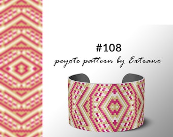 Peyote bracelet pattern, native peyote pattern, odd count, native american pattern, native stitch, pdf pattern, beaded bracelet #108