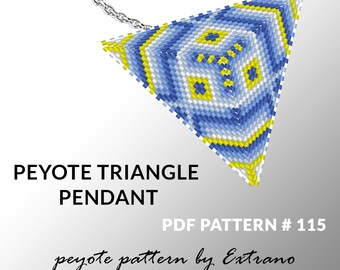 Wzór trójkąta pejotlowego z instrukcją, wzór rodzimego pejotlu, wzór indiański, ścieg rodzimy, wisiorek trójkąt pejotlowy nr 115