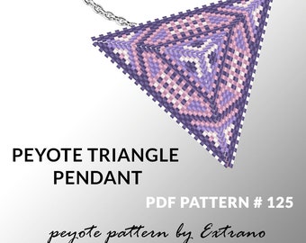 Triangle peyote pattern, peyote triangle pattern with instruction, peyote triangle how to, native stitch, red triangle peyote pendant #125
