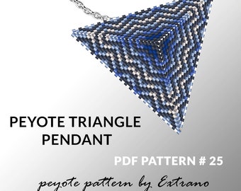 Peyote triangle pattern with instruction, peyote triangle instruction, triangle peyote pattern, native stitch, triangle peyote pendant #25