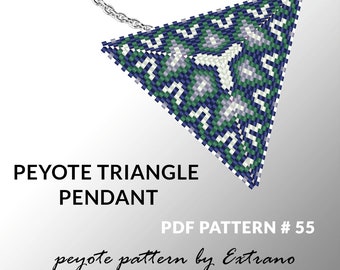 Peyote triangle pattern with instruction, peyote triangle instruction, triangle peyote pattern, native stitch, triangle peyote pendant #55