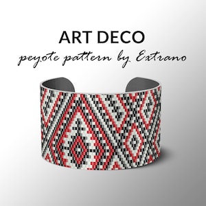 Peyote pattern, bracelet pattern, peyote bracelet, even peyote stitch pattern, delica pattern, 3 colors, PDF, instant download - ART DECO