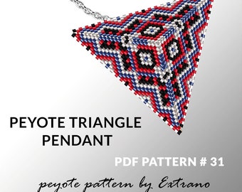 Peyote triangle pattern with instruction, peyote triangle instruction, triangle peyote pattern, native stitch, triangle peyote pendant #31