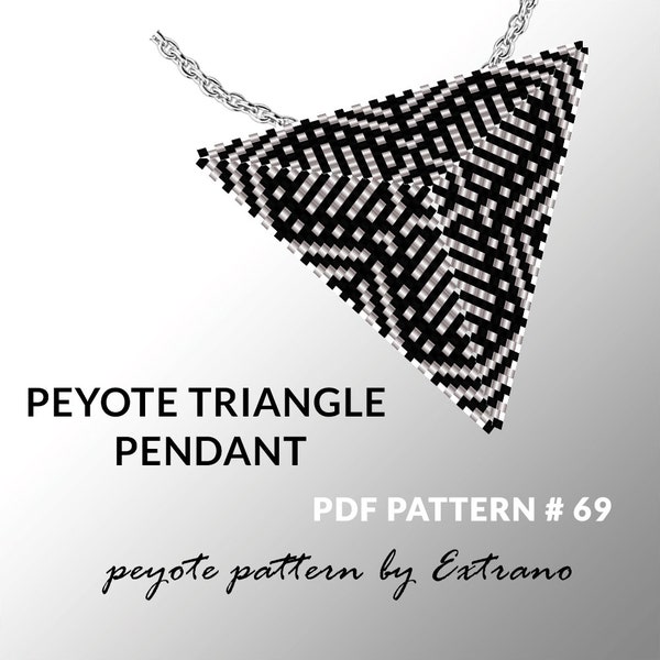 Peyote triangle pattern with instruction, peyote triangle instruction, triangle peyote pattern, native stitch, triangle peyote pendant #69