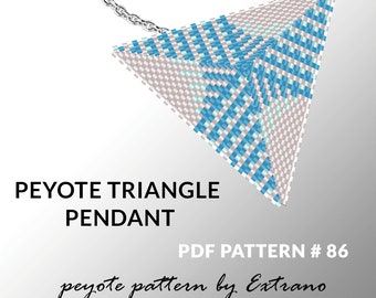 Peyote triangle pattern with instruction, peyote triangle instruction, triangle peyote pattern, native stitch, triangle peyote pendant #86