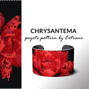 Peyote pattern, bracelet pattern, peyote bracelet, even peyote stitch pattern, delica pattern, 6 colors, PDF, instant download - CHRYSANTEMA