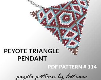 Patrón de peyote triangular, patrón de triángulo de peyote con instrucciones, triángulo de peyote cómo hacerlo, puntada nativa, colgante de peyote de triángulo rojo #114