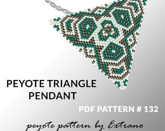 Triangle peyote pattern, peyote triangle pattern with instruction, peyote triangle how to, native stitch, red triangle peyote pendant #132