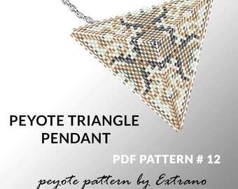 Peyote triangle pattern with instruction, peyote triangle instruction, triangle peyote pattern, native stitch, triangle peyote pendant #12