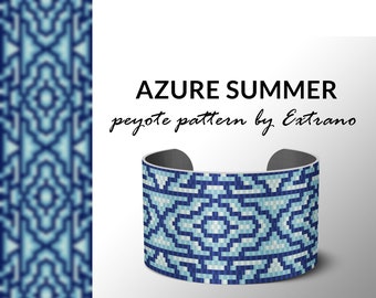 Peyote bracelet pattern, native peyote pattern,  native american, even peyote pattern, native stitch pattern, beaded bracelet  AZURE SUMMER