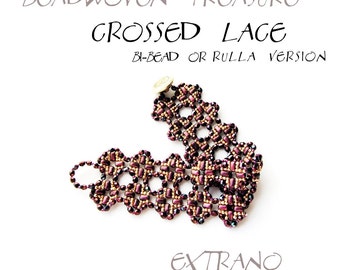 Tutorial pulsera, patrón pulsera, patrón rocallas, cuentas rulla, tutorial pulsera, patrón puño ancho, tutorial pedrería, ENCAJE CRUZADO