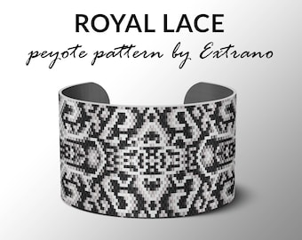 Peyote pattern, bracelet pattern, peyote bracelet, even peyote stitch pattern, delica pattern, 4 colors, PDF, instant download - ROYAL LACE