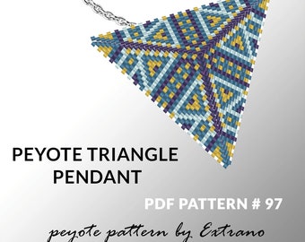 Patrón de triángulo de peyote con instrucción, patrón de peyote nativo, patrón nativo americano, puntada nativa, colgante de peyote triangular #97