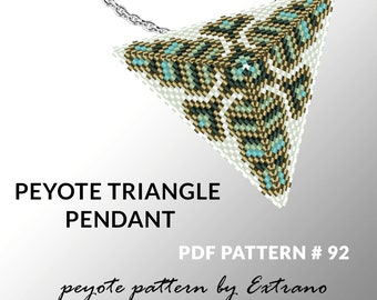 Peyote triangle pattern with instruction, native peyote pattern, native american pattern, native stitch, triangle peyote pendant #92