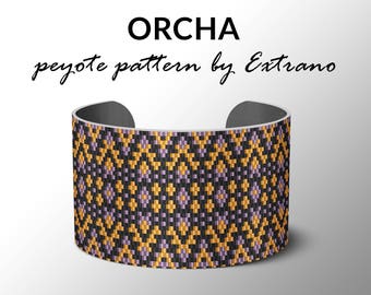 Peyote Bracelet Pattern by Extrano - ORCHA - Caleidoscope of India - 3 colors ONLY - Instant download