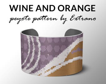 Peyote Bracelet Patterns, Peyote Pattern, Bracelet Pattern, Even peyote pattern, DIY jewelry - WINE & ORANGE - 4 colors - Instant download