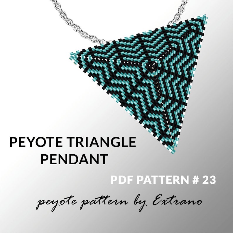 Peyote triangle pattern with instruction, peyote triangle instruction, triangle peyote pattern, native stitch, triangle peyote pendant 23 image 1