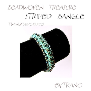 Bangle tutorial, bracelet pattern, Superduo bracelet, superduo tutorial, DIY jewelry, bangle, beading tutorial - STRIPED BANGLE, pdf pattern
