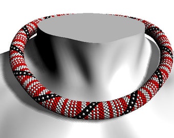 Bead crochet necklace,  pattern,  bead crochet, rope pattern, seed beads pattern, geometric pattern, bracelet pattern - STRIPPED NECKLACE