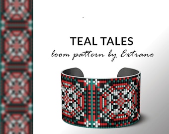 Bead Loom Pattern, Tartan Pattern, Loom Beading Pattern, Scottish Tartan Bracelet Pattern, Loom Pattern - TEAL TALES