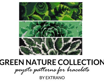 Peyote bracelet patterns, even peyote pattern, nature peyote pattern, native american peyote pattern, pdf tutorial GREEN NATURE COLLECTION