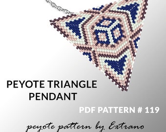 Triangle peyote pattern, peyote triangle pattern with instruction, peyote triangle how to, native stitch, red triangle peyote pendant #119