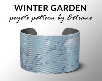Peyote pattern, bracelet pattern, peyote bracelet, even peyote stitch pattern, delica pattern, 8 colors, PDF, instant download - BLUE GARDEN