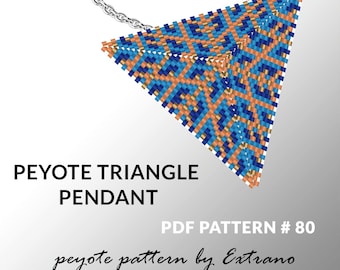 Peyote triangle patterns with instruction, peyote triangle instruction, triangle peyote pattern, native stitch, triangle peyote pendant #80