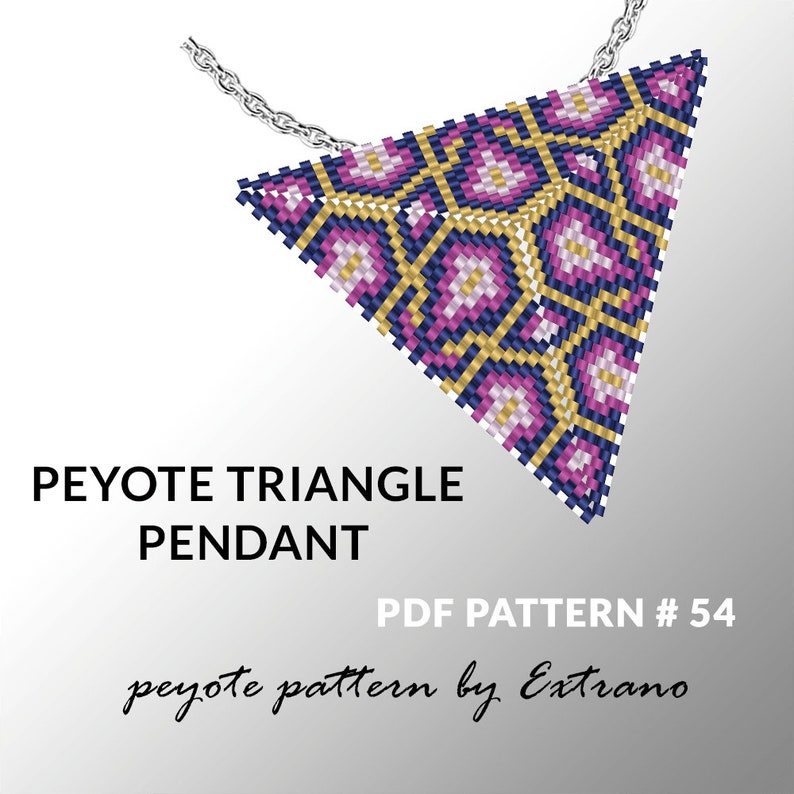 Peyote triangle pattern with instruction, peyote triangle instruction, triangle peyote pattern, native stitch, triangle peyote pendant 54 image 1