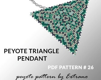 Peyote triangle pattern with instruction, peyote triangle instruction, triangle peyote pattern, native stitch, triangle peyote pendant #26