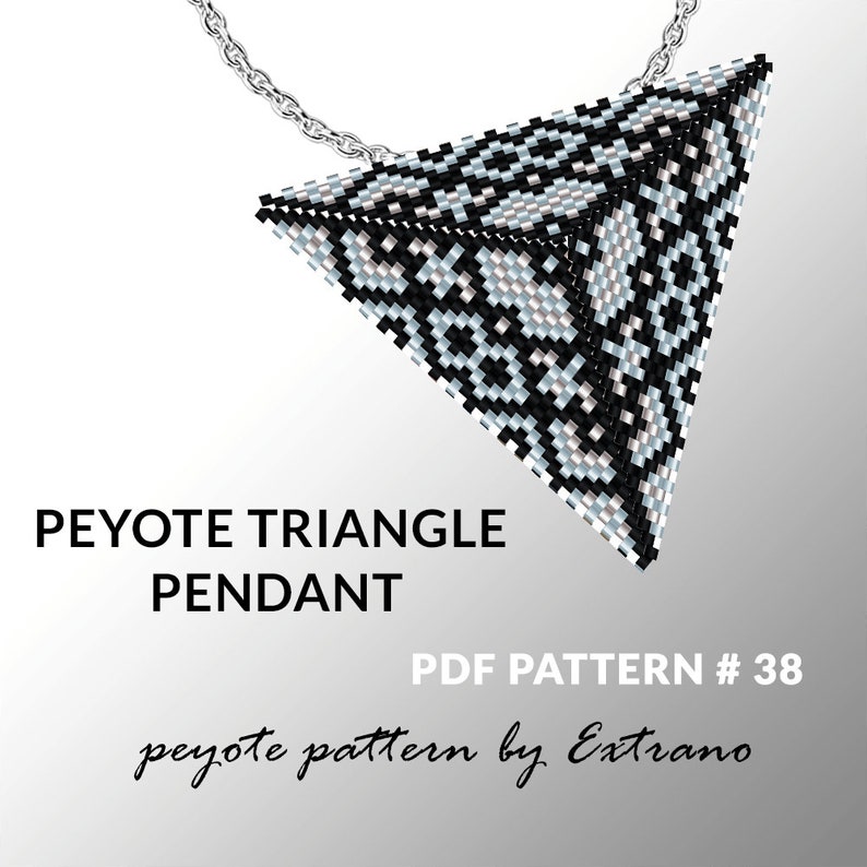 Peyote triangle pattern with instruction, peyote triangle instruction, triangle peyote pattern, native stitch, triangle peyote pendant 38 image 1