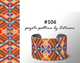 Patrón de pulsera de peyote, patrón de peyote nativo, recuento impar, patrón nativo americano, puntada nativa, patrón pdf, pulsera con cuentas #106