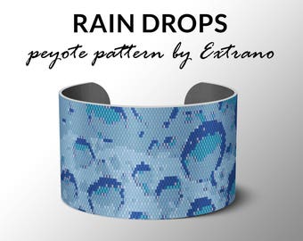 Peyote Bracelet Patterns by Extrano - RAIN DROPS - 4 colors ONLY - Instant download