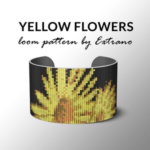 Bead Loom Pattern, Loom Tutorial, Beading Pattern, Loom Beading Pattern, Bracelet Tutorial, Bracelet Pattern, Loom Pattern - YELLOW FLOWERS