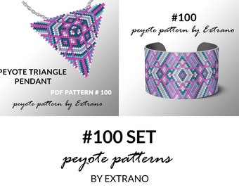 Pulsera con patrón colgante, tutorial de peyote, patrón de peyote desigual, patrón de peyote triangular, patrón para conjunto de cuentas, conjunto de peyote #100