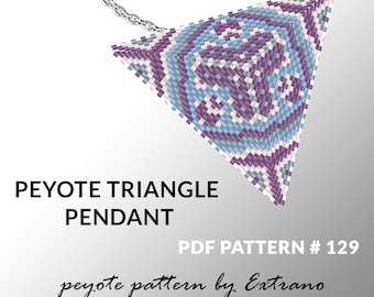 Triangle peyote pattern, peyote triangle pattern with instruction, peyote triangle how to, native stitch, red triangle peyote pendant #129