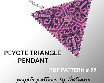 Peyote triangle pattern with instruction, native peyote pattern, native american pattern, native stitch, triangle peyote pendant #99