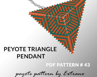 Peyote triangle pattern with instruction, native peyote pattern, native american pattern, native stitch, triangle peyote pendant #43