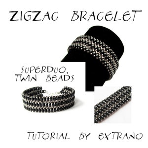 Bracelet tutorial, bracelet pattern, Superduo bracelet, superduo tutorial, DIY jewelry, beading tutorial - ZIC ZAC Bracelet - pdf pattern