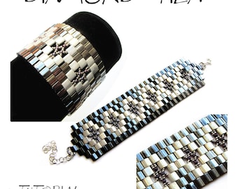 Bracelet tutorial, wide cuff pattern, bracelet pattern, Tila bracelet, Tila beads tutorial, DIY jewelry, beading tutorial - DIAMOND TILA